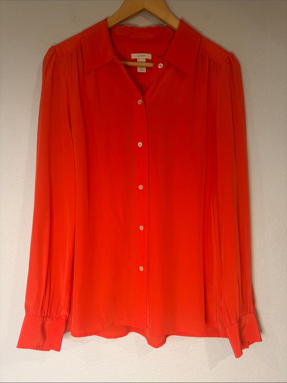 J. Crew Lucinda silk top blouse button front red orange 6
